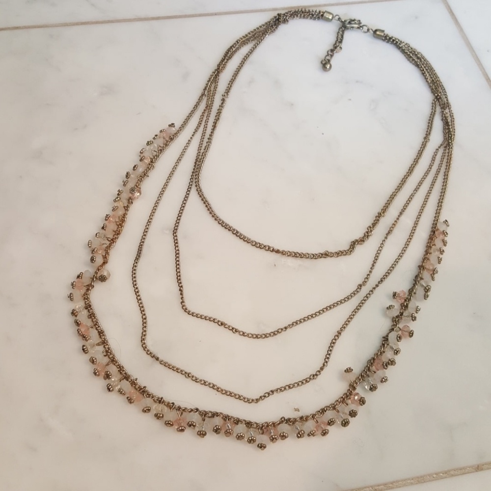🎉🔥 Pink Beaded Chain Necklace